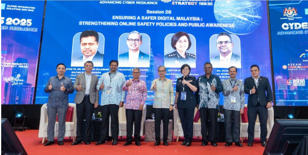 Panellists from government and law enforcement, including ACP Lai Lee Ching, at the CYDES 2025 session on strengthening online safety policies and public awareness